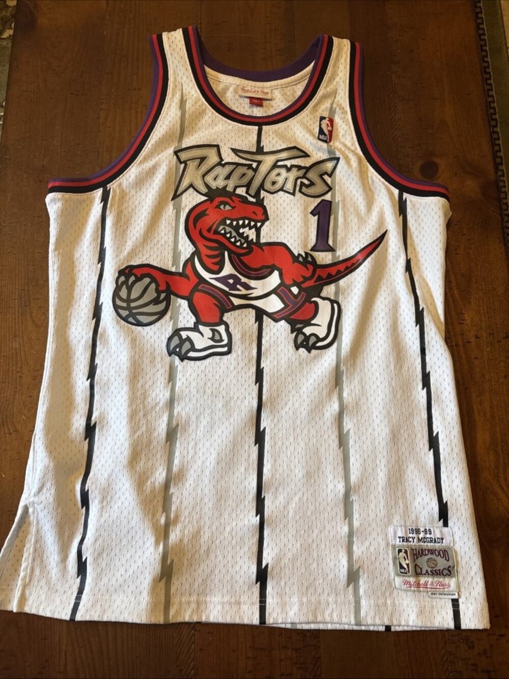 1998-99 Tracy McGrady #1 Raptors Mens Mitchell & Ness Swingman Jersey Size Large